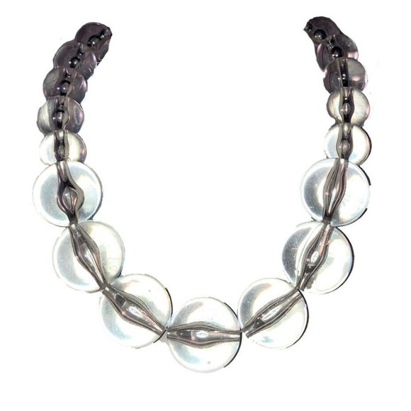 Graduated Clear Lucite Bead Ball Necklace Pools of Light